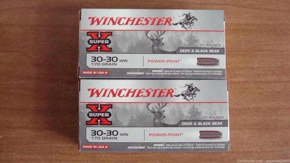 2 boxes of 30-30 Winchester ammo 170gr PP 40 rounds .30 win Super X USA-img-0