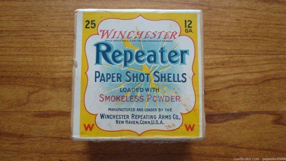 Winchester Repeater Paper Shotshells Full 2pc box vintage 25rds win ammo -img-0