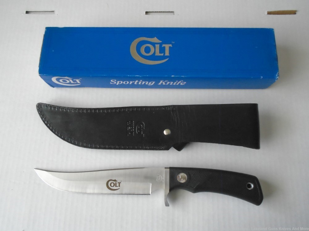 NIB USA MADE Colt CT3 Fixed Blade Sporting Knife With Leather Sheath & Box!-img-0