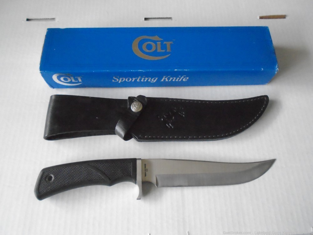 NIB USA MADE Colt CT3 Fixed Blade Sporting Knife With Leather Sheath & Box!-img-1