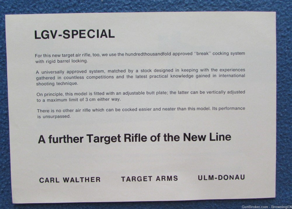 Vintage Walther LGV Air Rifle Flyer 1970?-img-2