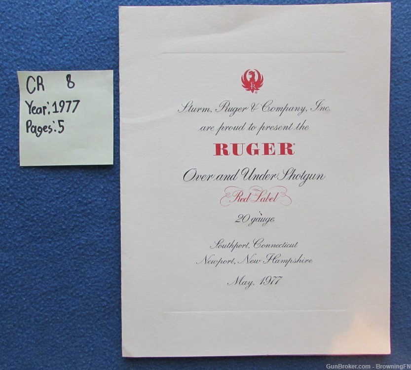 Original Ruger Red Label 20 ga. Introduction Announcement Flyer-img-0