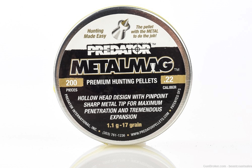Predator Metalmag Pellets, .22 Cal, 17 Grains, Pointed, 200ct-img-1