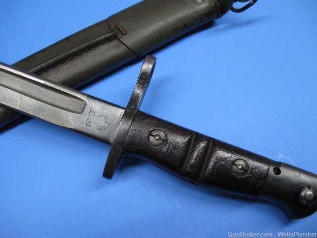 US MODEL 1917 REMINGTON BAYONET WITH JEWELL 1918 LEATHER SCABBARD (NICE)-img-2