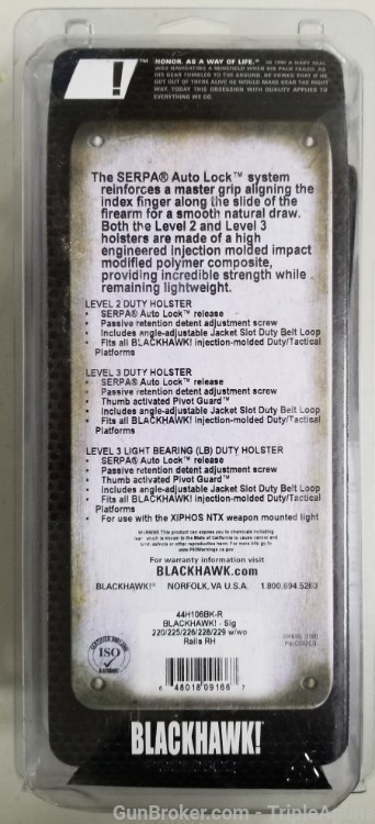 Blackhawk Serpa Auto lock level 3 duty holster Sig Sauer P220,226,228,229-img-1
