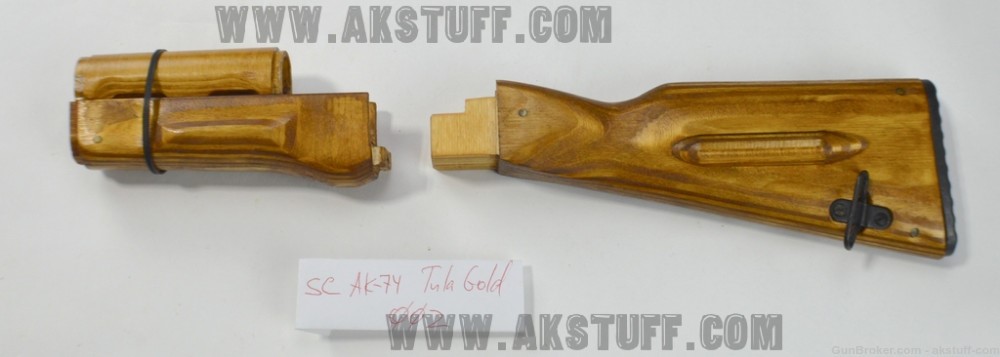 AK-74 style wood stock set "Tula Gold" color by Siberian Customs (US Made)-img-1