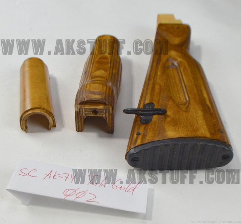 AK-74 style wood stock set "Tula Gold" color by Siberian Customs (US Made)-img-9