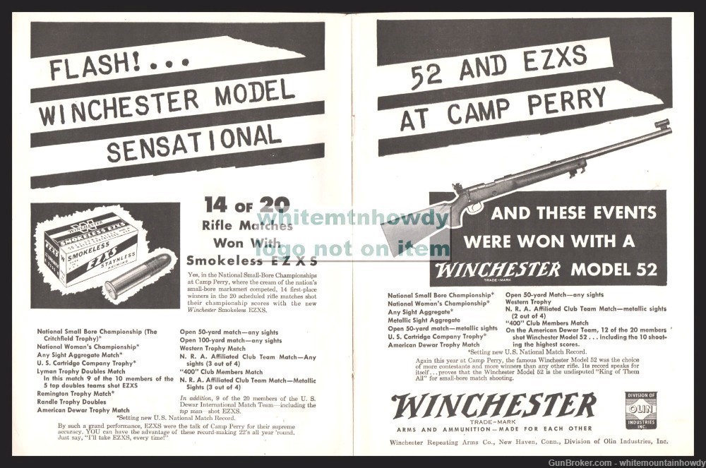 1947 WINCHESTER Model 52 and EZXS Ammunition 2-pg AD Spread-img-0