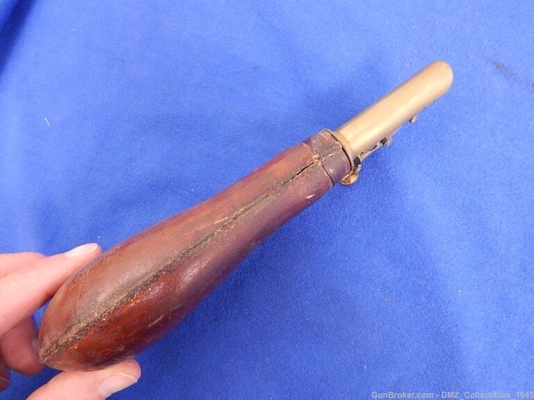 1850s-70s US Leather Shotgun Shot Pouch Flask-img-3