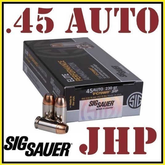 50rds Sig Sauer Elite V Crown™ .45 Auto 230 grain JHP Premium self defense-img-0