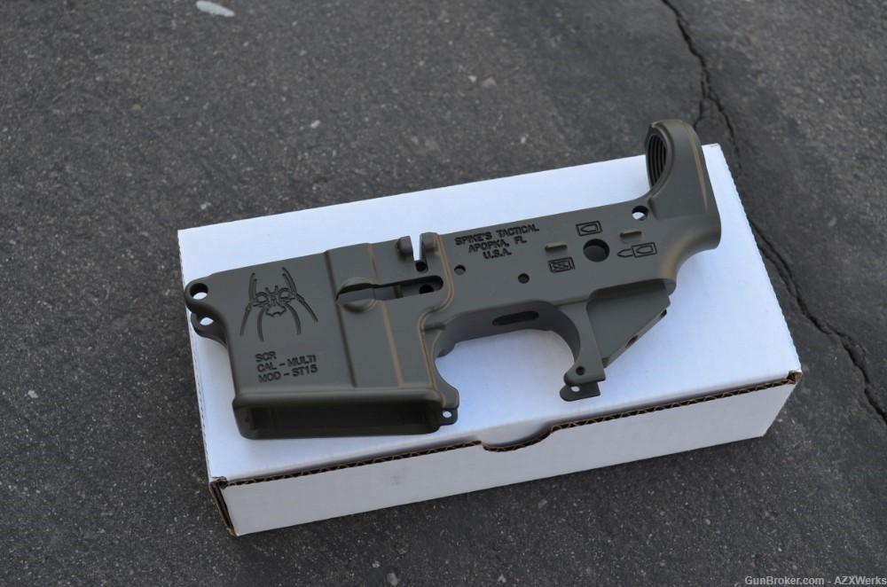 Spikes Tactical Spider Stripped AR15 lower X-Werks OD Green STLS018-img-0