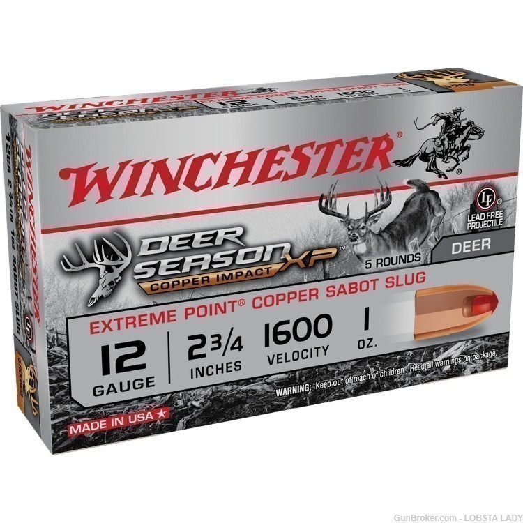 12 Gauge Winchester 2 3/4" 1 Oz Winchester Copper Impact Sabot Slug X12DSLF-img-0