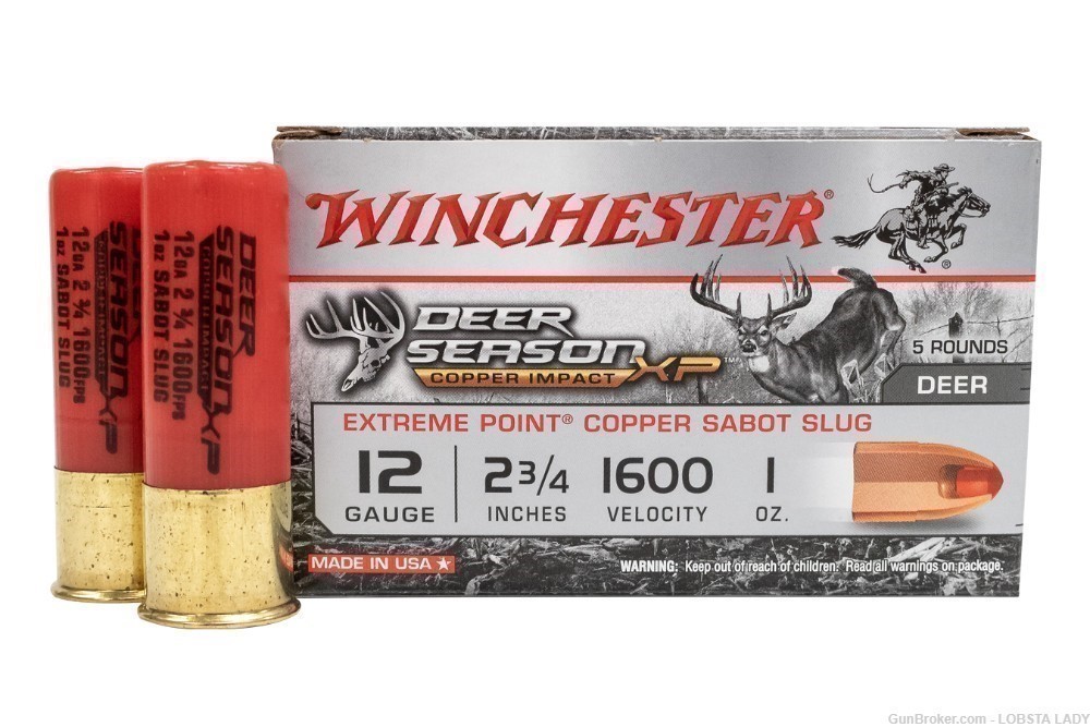 12 Gauge Winchester 2 3/4" 1 Oz Winchester Copper Impact Sabot Slug X12DSLF-img-1