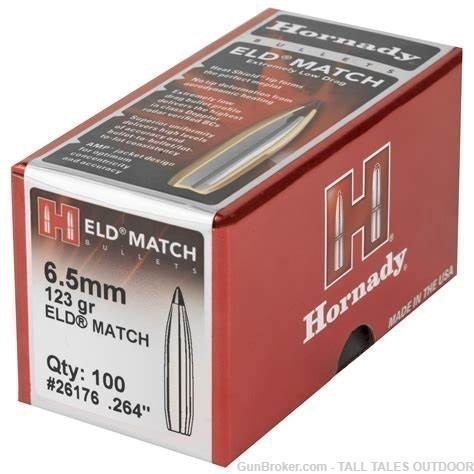 Hornady 6.5mm 123gr. ELD Match Reloading Bullets #26176 (100ct Box)-img-0