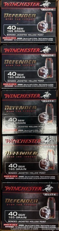 Winchester Defender 40S&W 165gr bonded jhp lot of 200rds S40SWPDB-img-2
