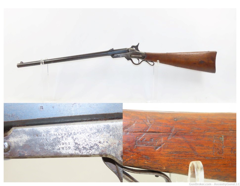 CIVIL WAR Antique U.S. MASS. ARMS 2nd Model MAYNARD 1863 Cavalry SR Carbine-img-0