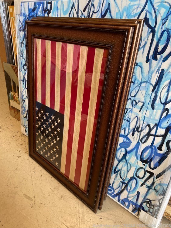 Framed 50 Star Antique American Flag  42'' x 30'-img-1