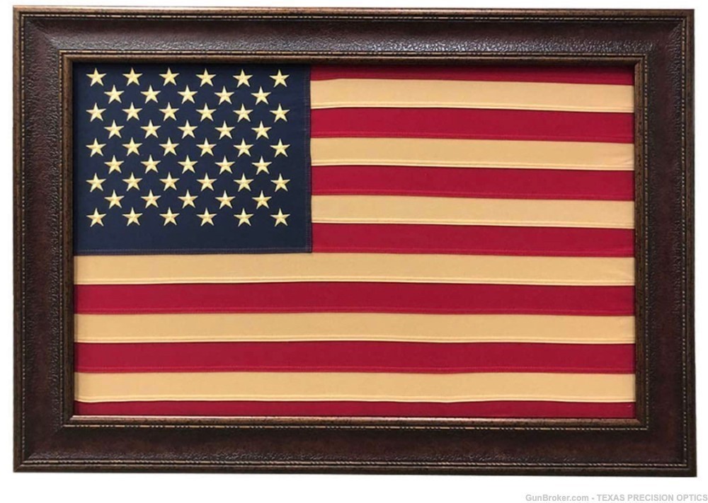Framed 50 Star Antique American Flag  42'' x 30'-img-0