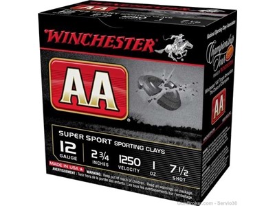Winchester Aa Target 12ga 2.75" - 250rds 1oz #7.5 Shot Shells - 1 Case