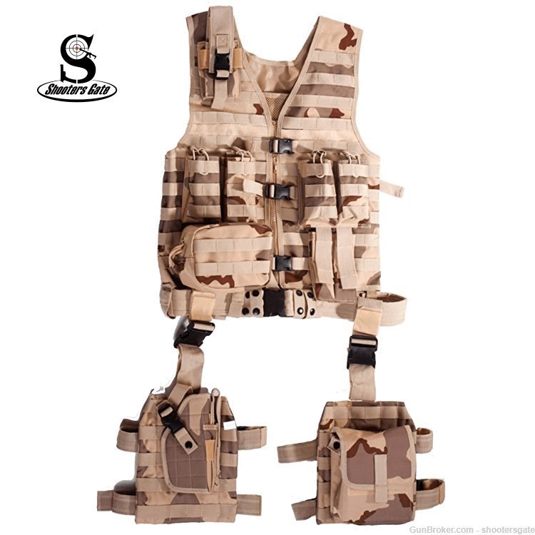 Tactical MOLLE System 10 Piece Ambidextrous Deluxe Modular Web Vest,DTC-img-0