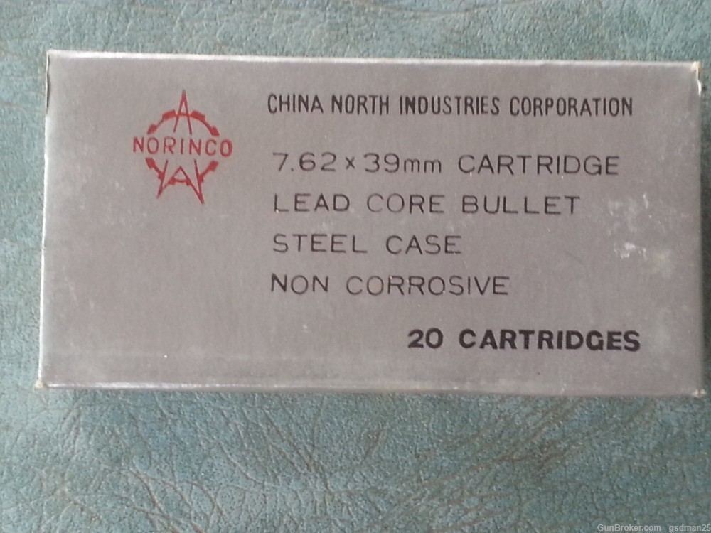 7.62 X 39 Norinco Vintage Silver Box Steel case Ammo-img-0