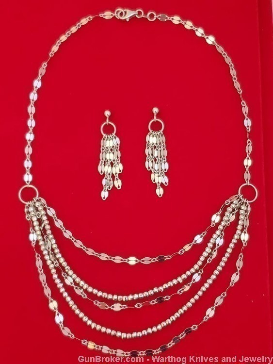 925 Sterling Silver Bib Necklace & Earrings.  S50.  *REDUCED*-img-2