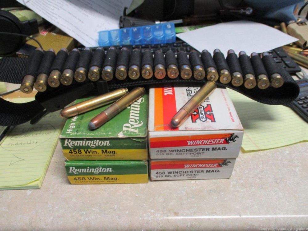 .458 Win Mag Winchester Remington 94 rounds with belt-img-0