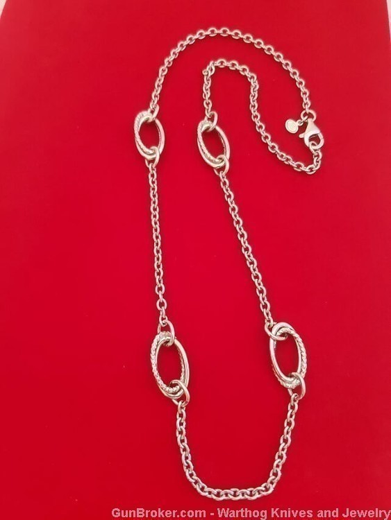 925 Sterling Silver Double Ovals Necklace.  24"L. UNISEX. SS51.  *REDUCED*-img-0