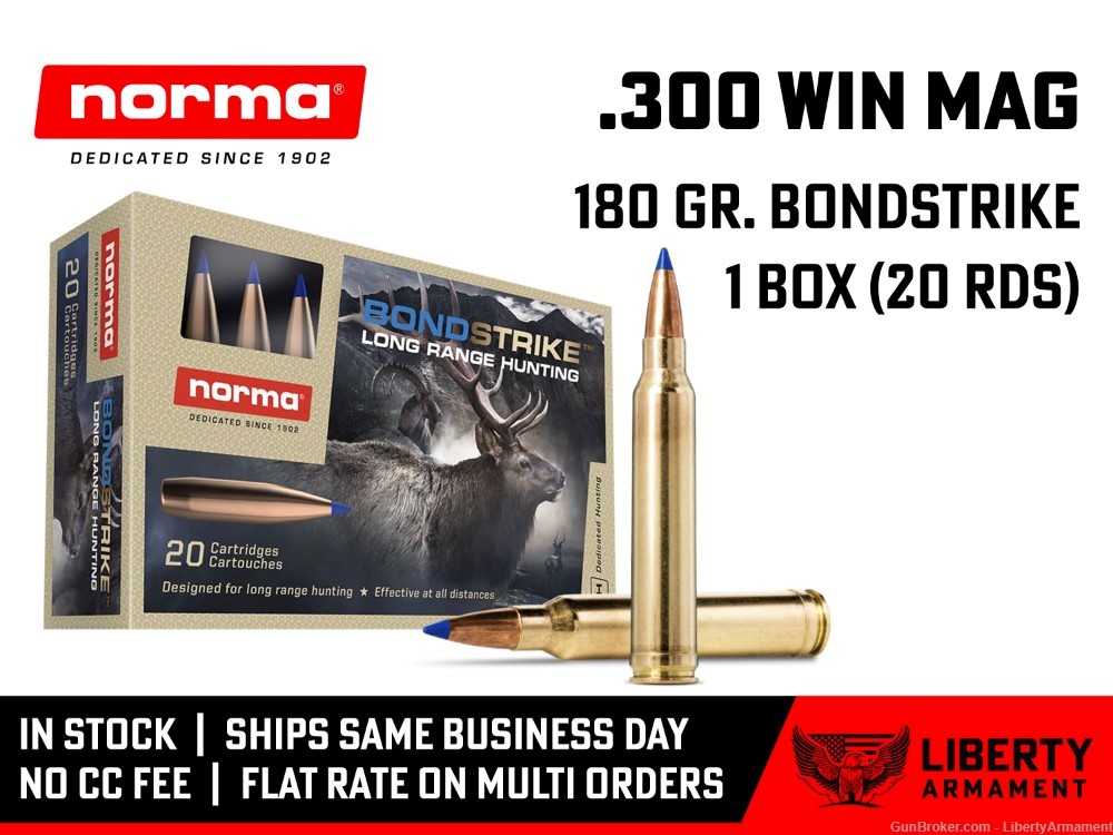 300 Win Mag Ammo 180 gr BONDSTRIKE Norma Hunting Ammunition-img-0