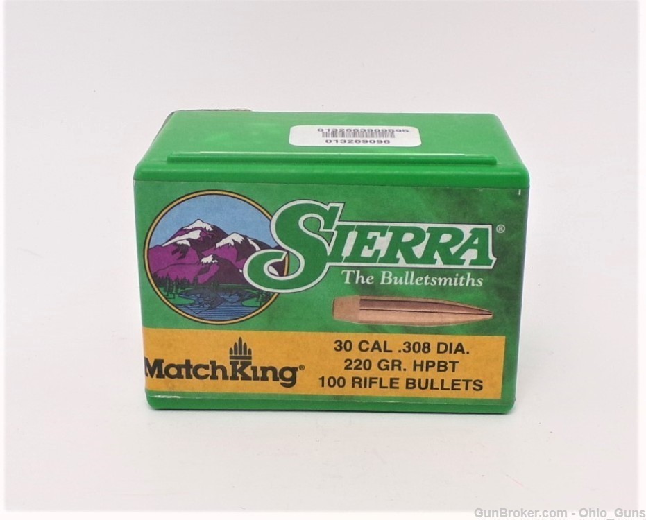 Sierra Matchking 30 Cal .308 220gr HPBT - Qty. 1 Box (100ct)-img-0