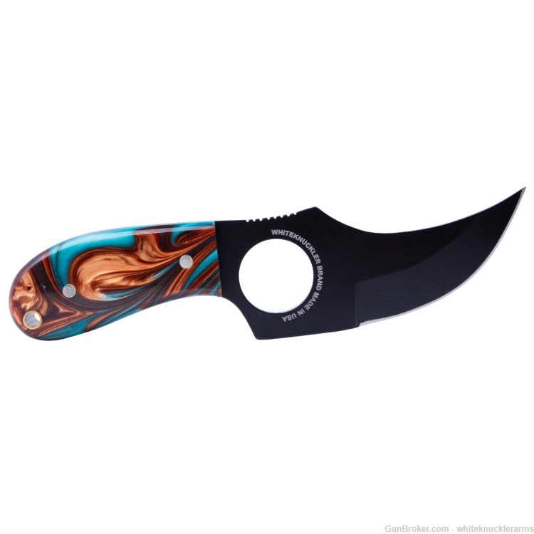 Whiteknuckler Brand 1911 Copper & Teal Grip Set & Matching Classic C7 Knife-img-6