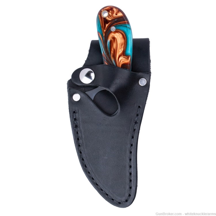 Whiteknuckler Brand 1911 Copper & Teal Grip Set & Matching Classic C7 Knife-img-2
