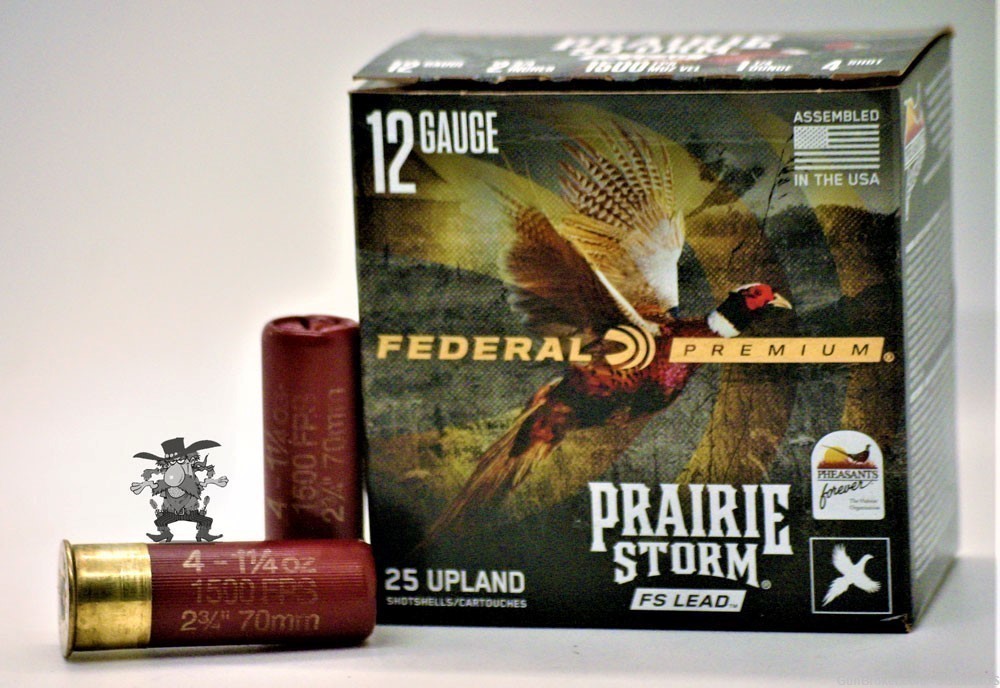 FEDERAL Premium PRAIRIE STORM UPLAND Bird Shot No.4 12 Gauge 2¾ 25 Rounds -img-0