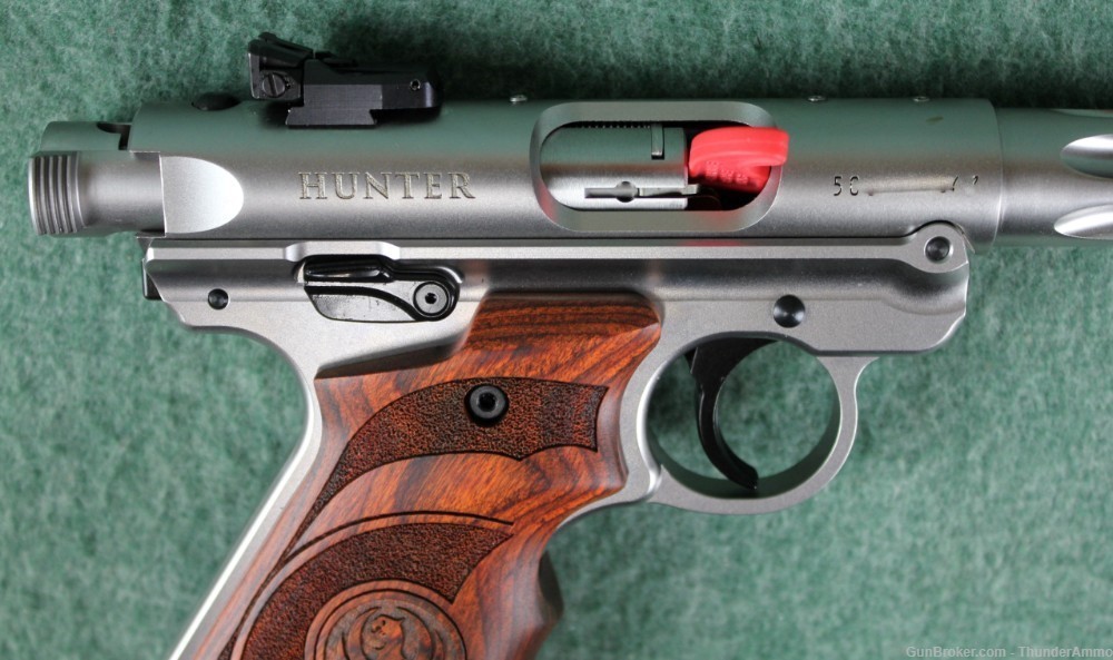 Ruger Mark IV Hunter 22LR Pistol w/ Target Grips Hi-Viz Fiber Optic Sight-img-2