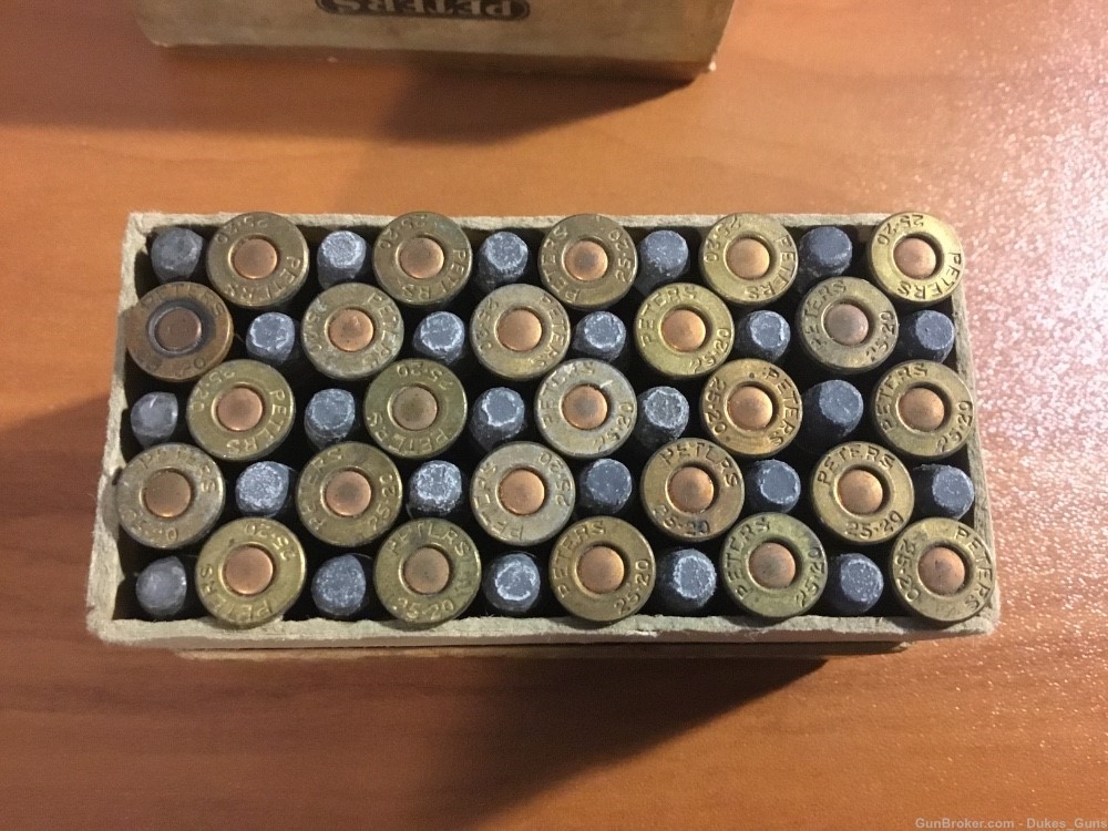 Vintage Peters Cartridge Co. 25-20 Single Shot Cartridges. Box of 50 rounds-img-3