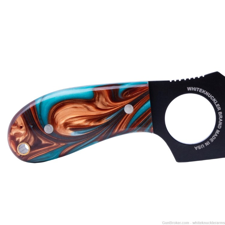 Whiteknuckler Brand 1911 Copper & Teal Grip Set & Matching Classic C7 Knife-img-5