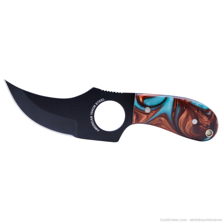 Whiteknuckler Brand 1911 Copper & Teal Grip Set & Matching Classic C7 Knife-img-7