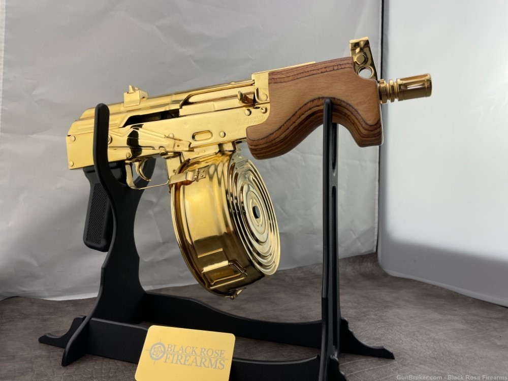 24K Gold Plated Century Arms Micro Draco 7.62x39 AK-47 Pistol w/ Gold Drum-img-0