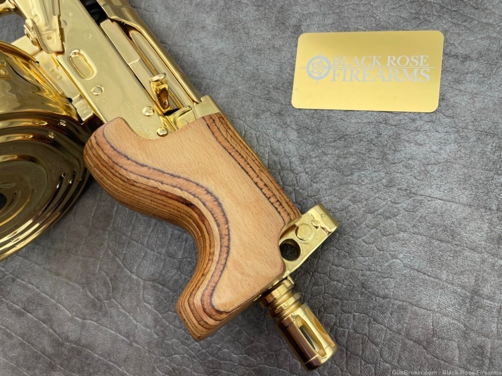 24K Gold Plated Century Arms Micro Draco 7.62x39 AK-47 Pistol w/ Gold Drum-img-3