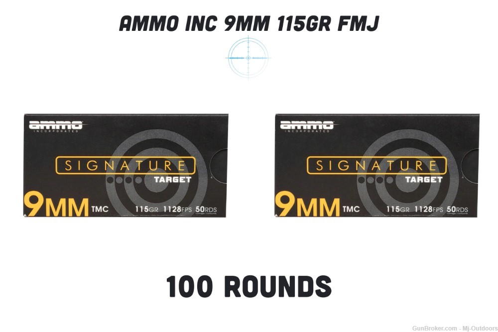 Ammo Inc Signature 9mm Luger Handgun Ammo - 115 Grain TMC 100rds-img-0