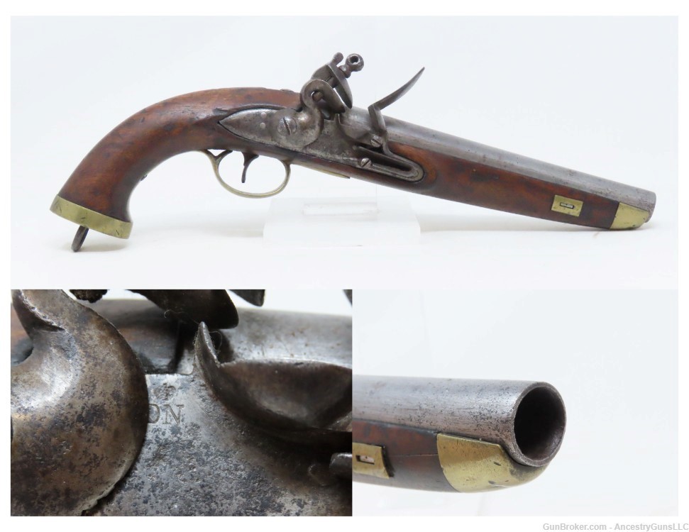 DUTCH/BELGIAN Antique SEA SERVICE .69 Cal. FLINTLOCK Military NAVAL Pistol -img-0