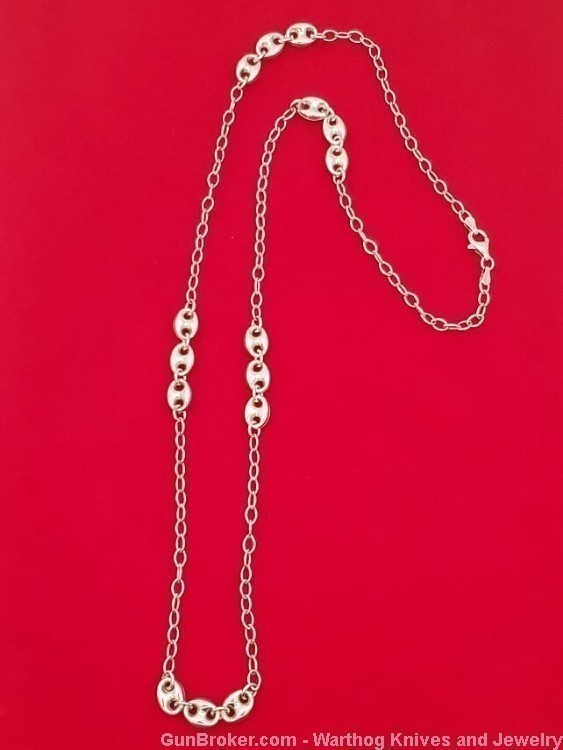 925 Sterling Silver Necklace with Gucci Links. 26" L. UNISEX. SS53*REDUCED*-img-0