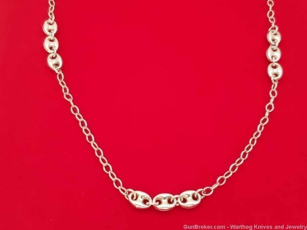 925 Sterling Silver Necklace with Gucci Links. 26" L. UNISEX. SS53*REDUCED*-img-1
