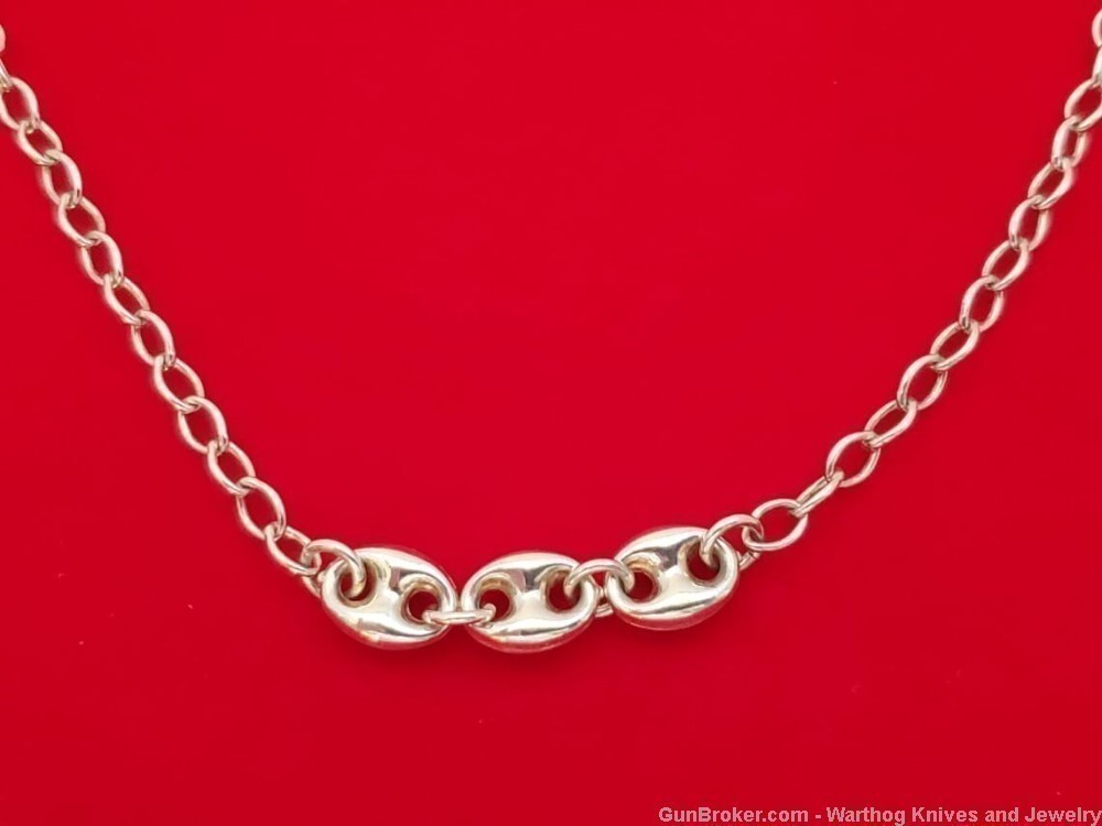 925 Sterling Silver Necklace with Gucci Links. 26" L. UNISEX. SS53*REDUCED*-img-2