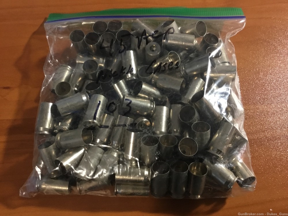 45ACP NICKLE, unprimed casings - 103 rounds-img-0