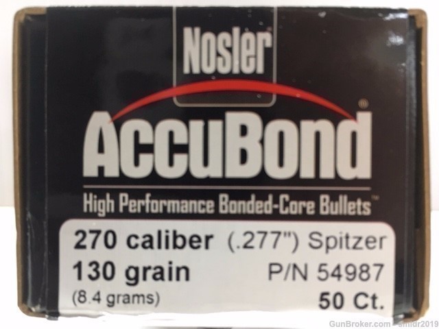 Nosler Accubond 270 caliber (.277") 130gr. 50 Count Sealed Box -img-0