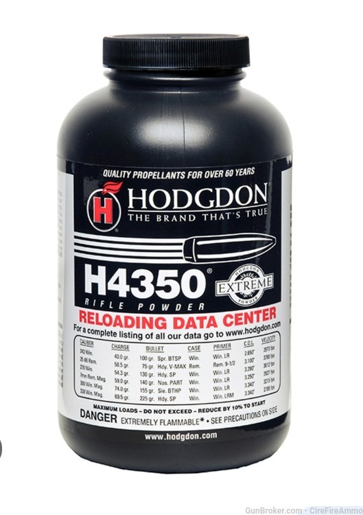 Hodgdon H4350 Smokeless Powder 1 lbs H 4350 1 pound No cc fees-img-0