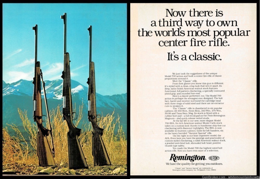 1978 REMIGNTON Model 700 Classic, BDL and ADL Rifle 2-pg Photo AD-img-0