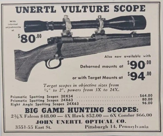 Unertl 10x Vulture rifle external adjustment scope with target mounts -img-16