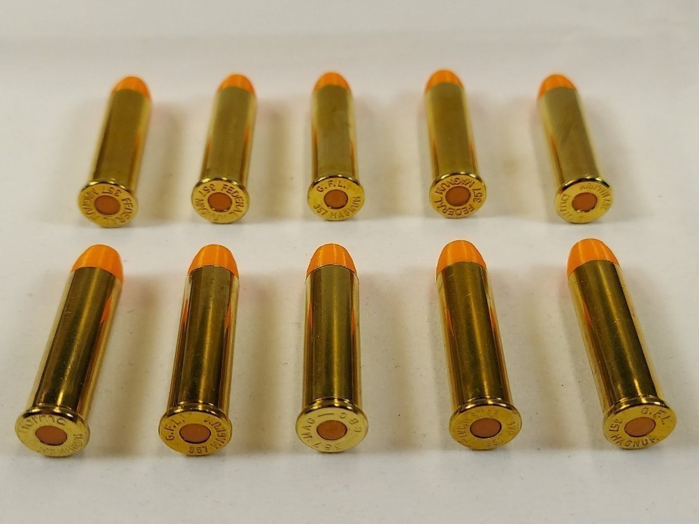 357 Magnum Brass Snap caps / Dummy Training Rounds - Set of 10 - Orange-img-3
